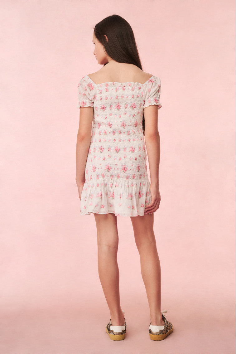 Girls Mosa Cotton Floral Dress - THULIAN PINK
