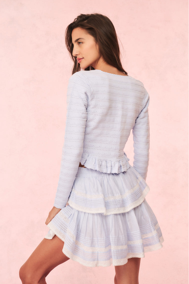 Rogan Pointelle Knit Cardigan - MORNING SKY