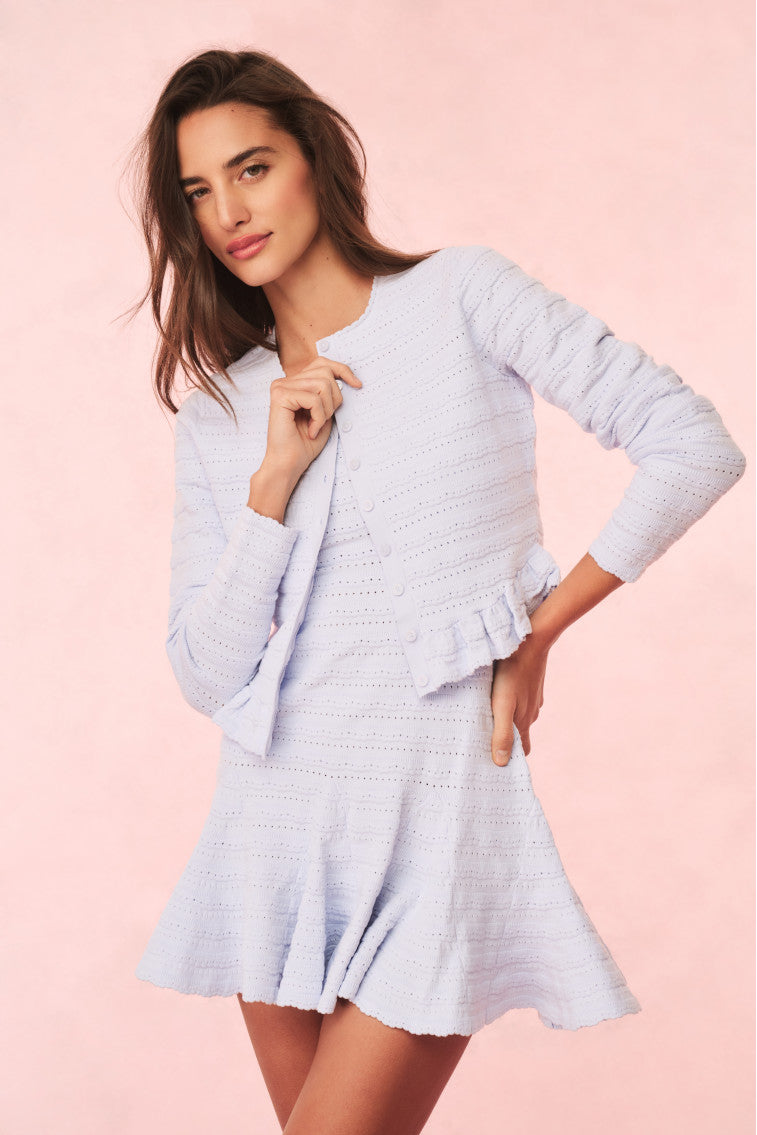 Rogan Pointelle Knit Cardigan - MORNING SKY