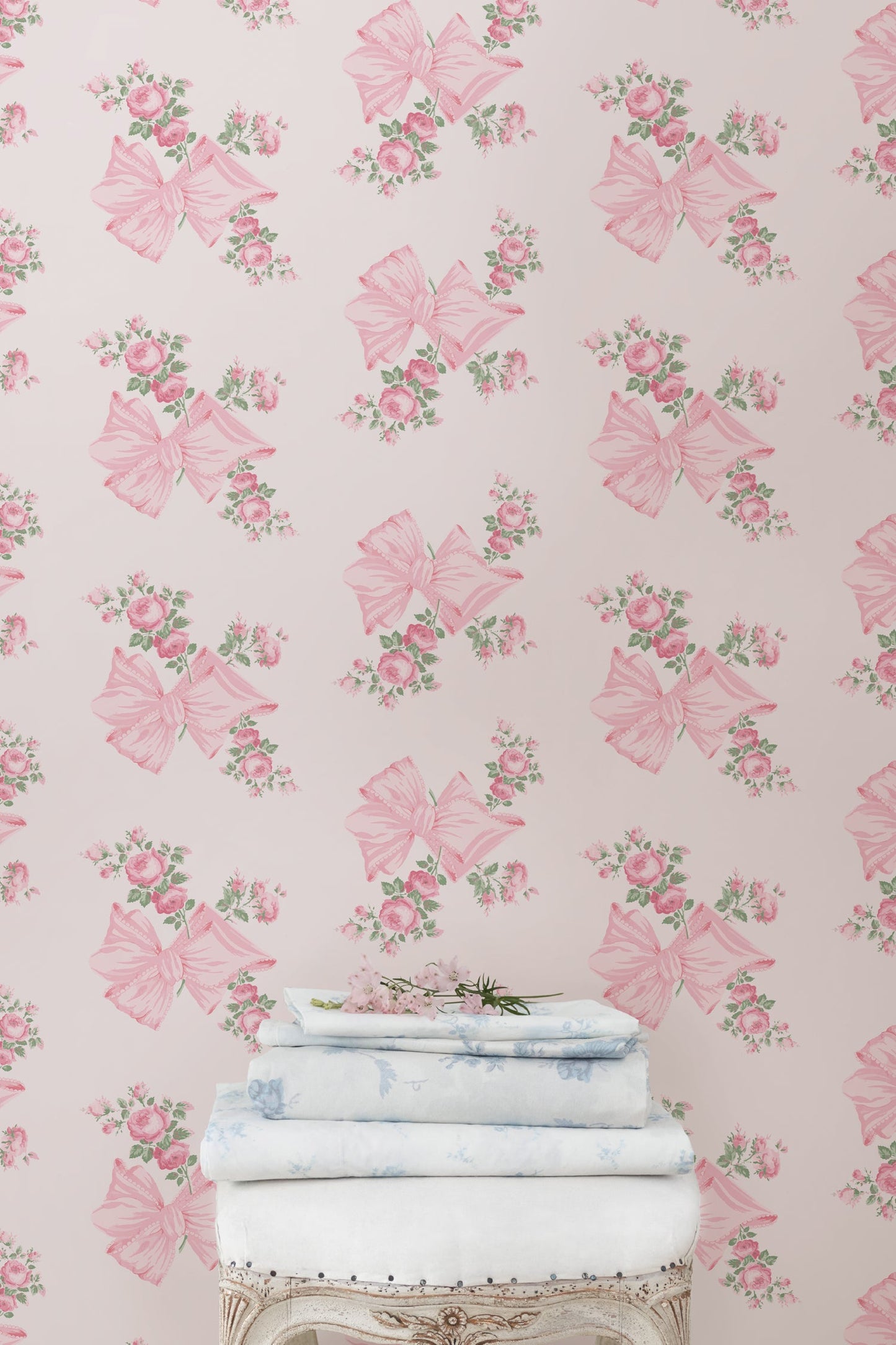 Rosa Beaux Pink Mint Standard Wallpaper
