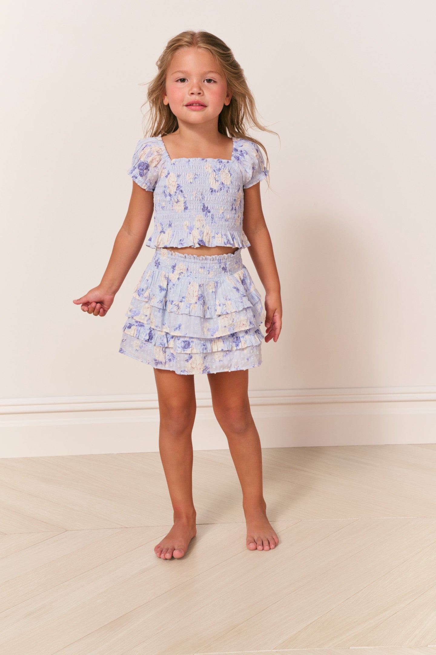 Girls Billie Heirloom Print Skirt - WHISPER BLUE