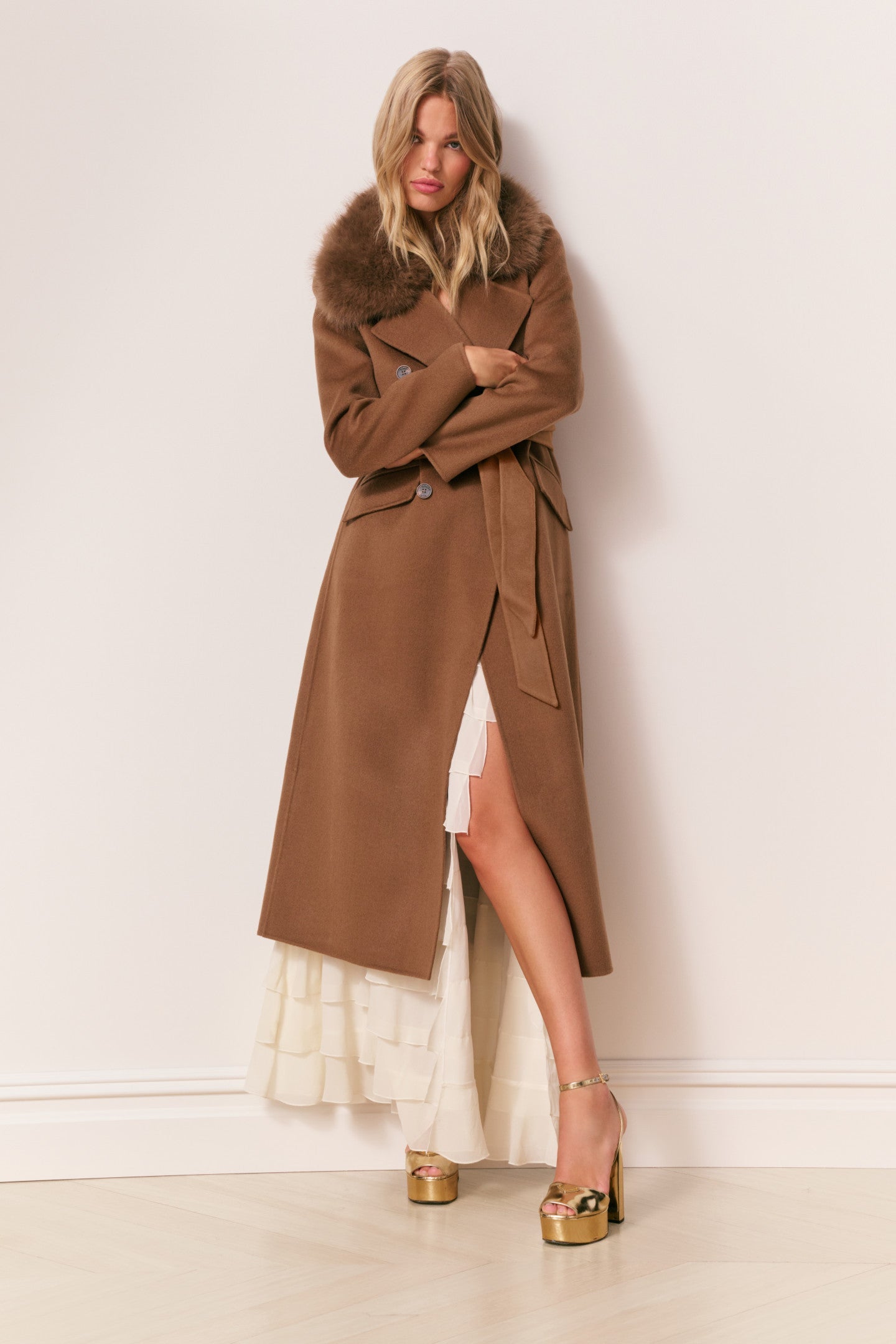 Char Faux Fur Collar Wool Coat