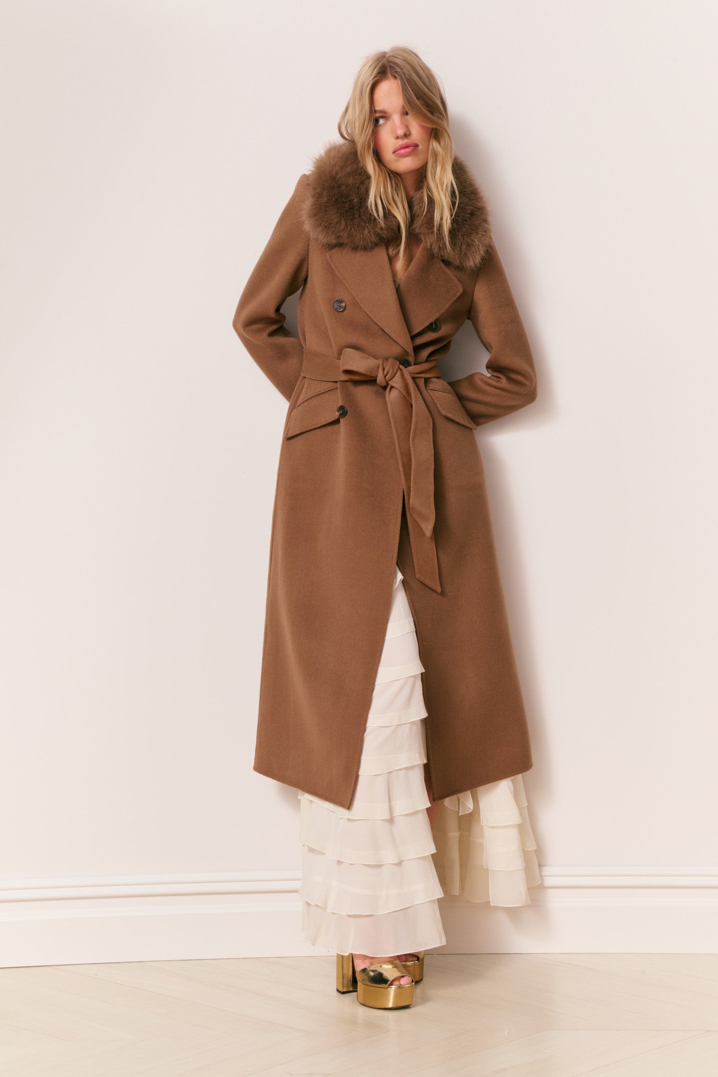 Char Faux Fur Collar Wool Coat