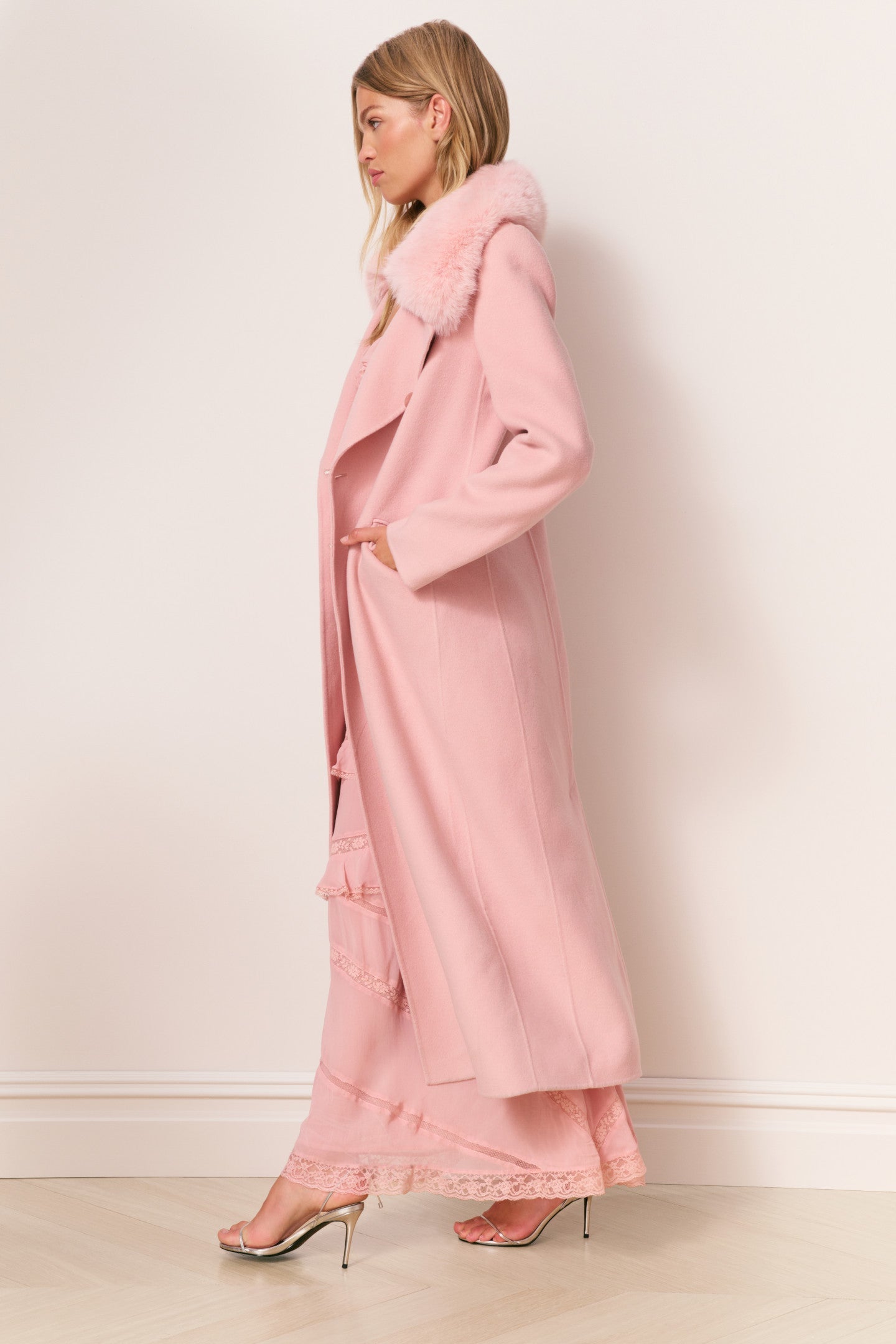 Char Faux Fur Collar Wool Coat