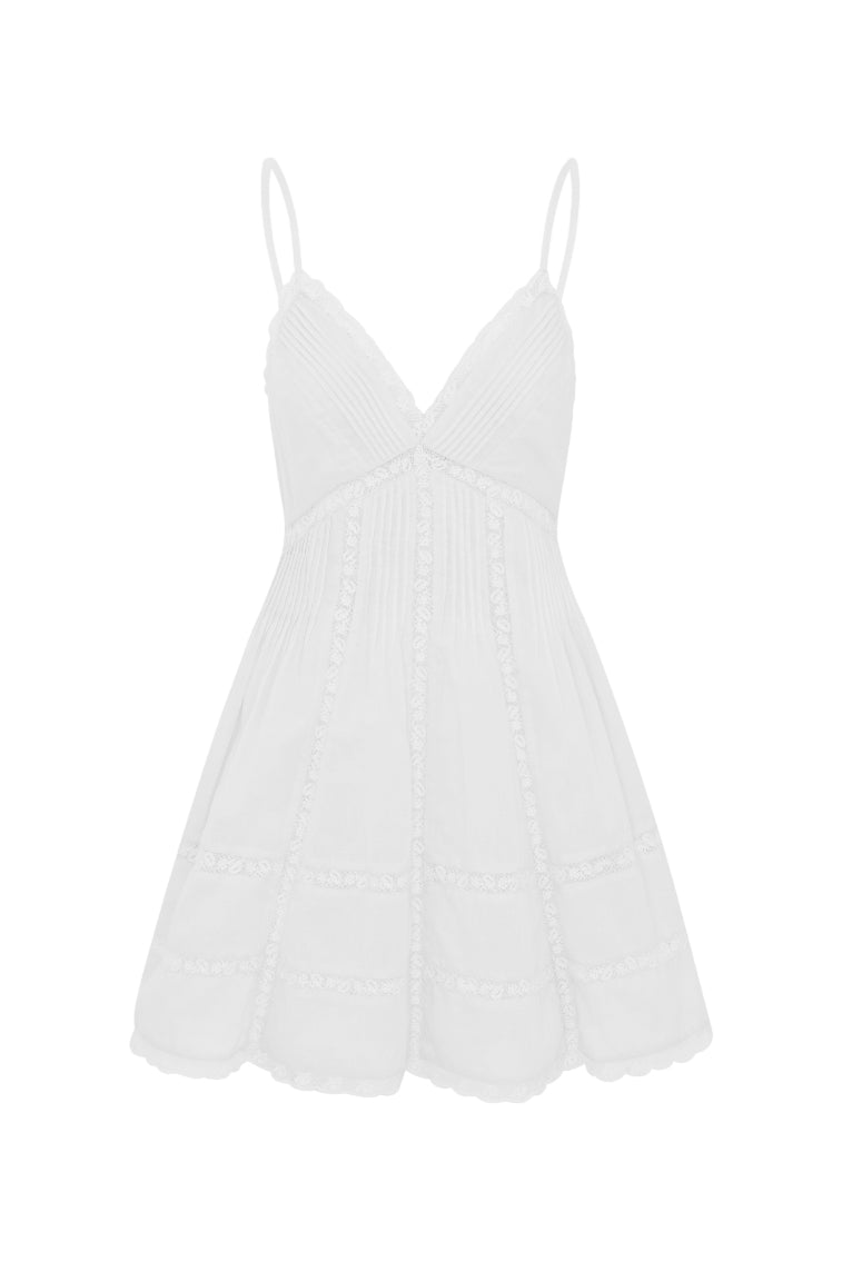 Docila Heritage Cotton Mini Dress - WHITE