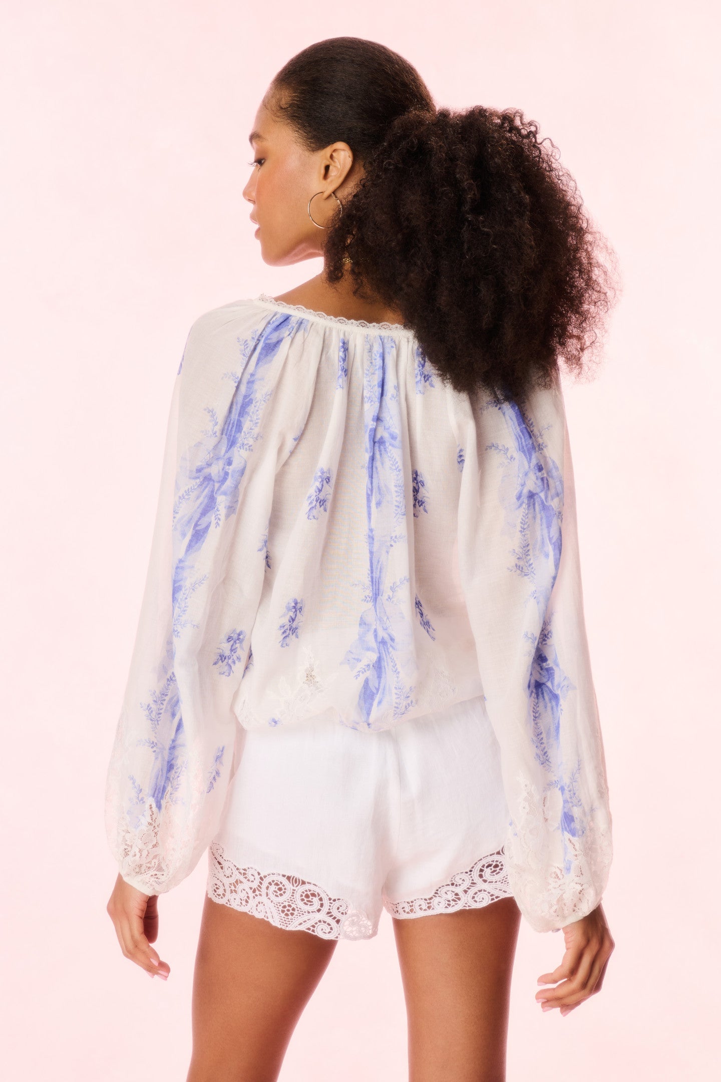 Dresner Cotton Lace-Trimmed Blouse