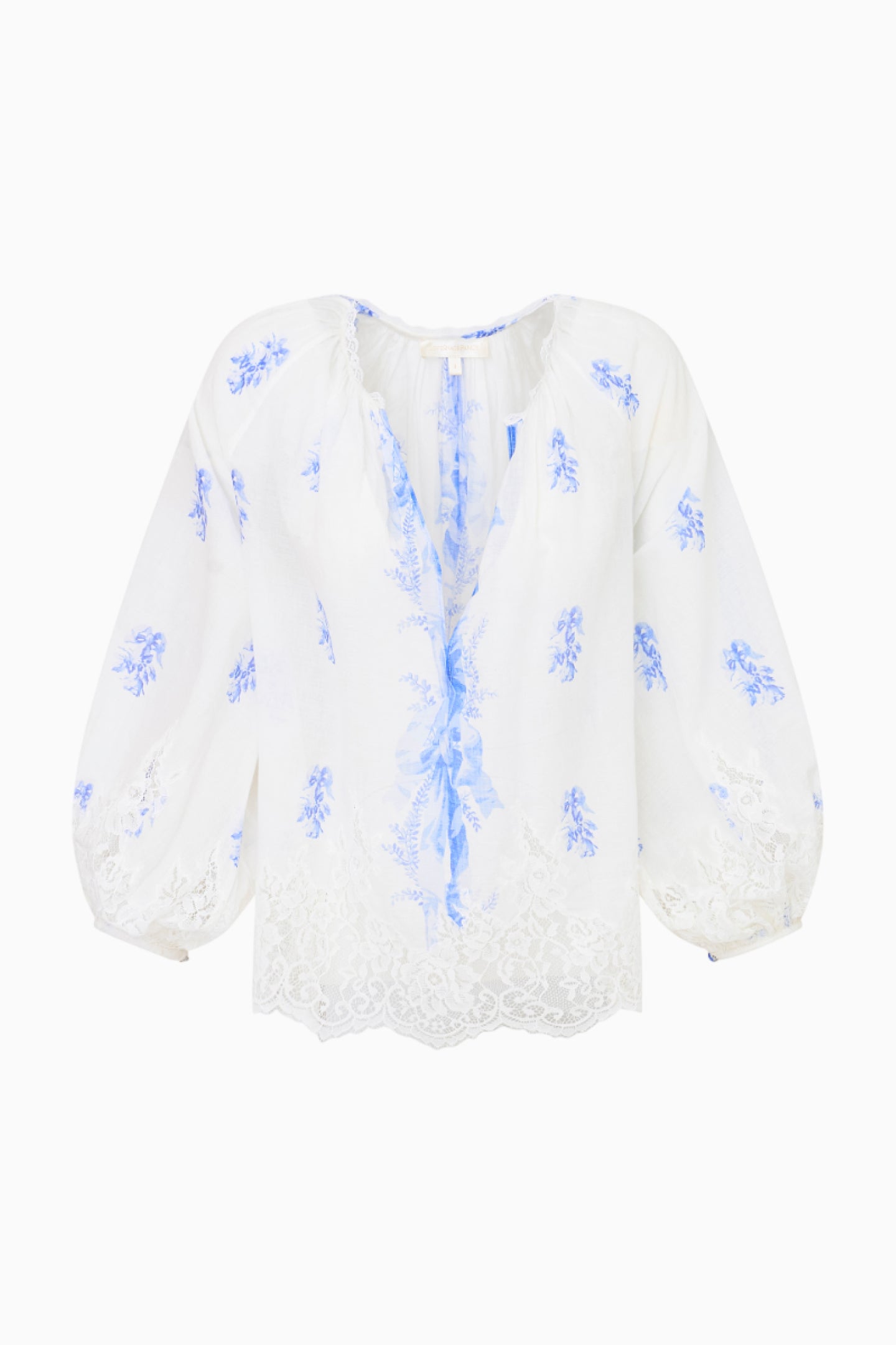Dresner Cotton Lace-Trimmed Blouse