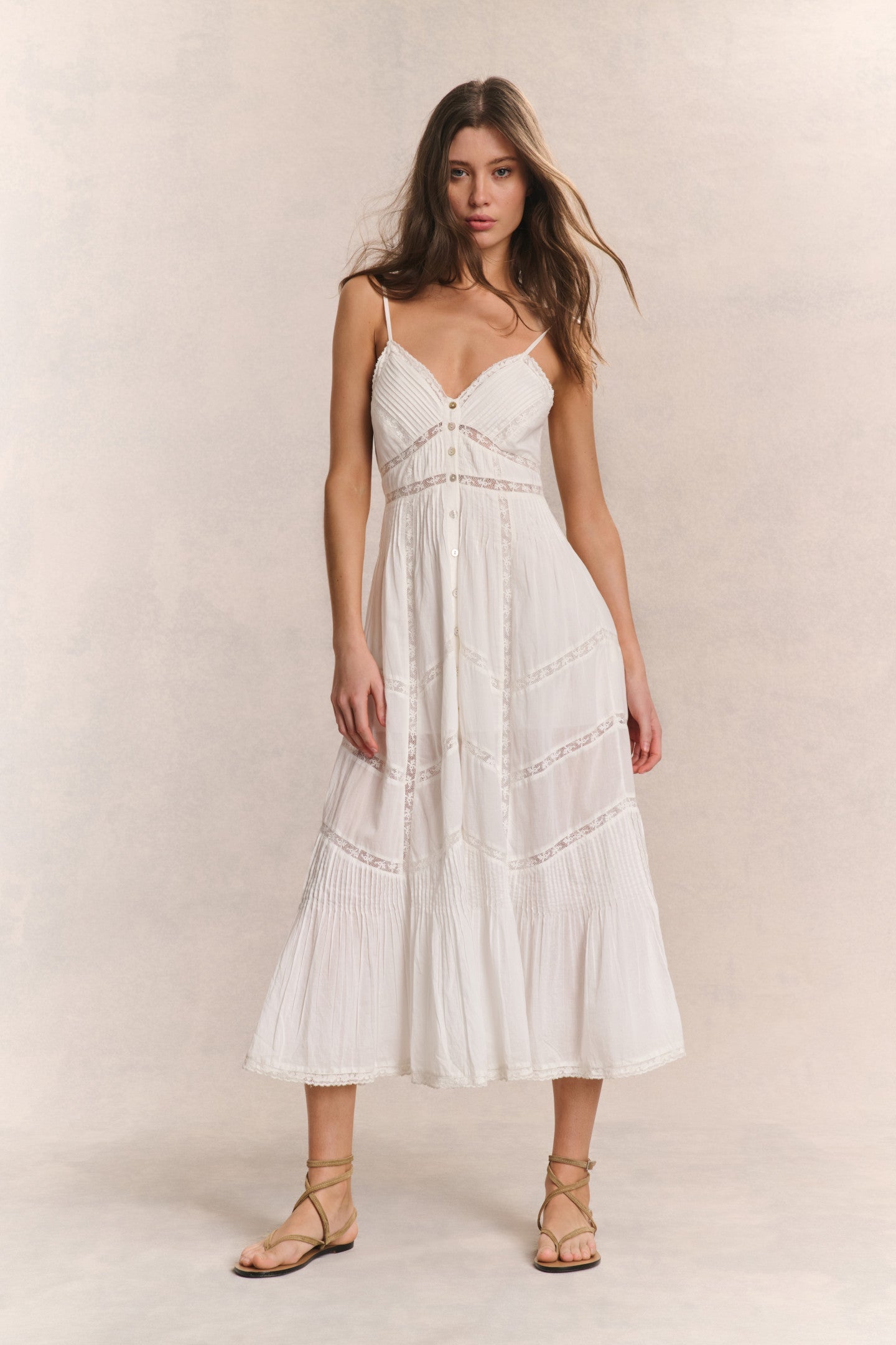 Esilda Heritage Cotton Midi Dress - TRUE WHITE