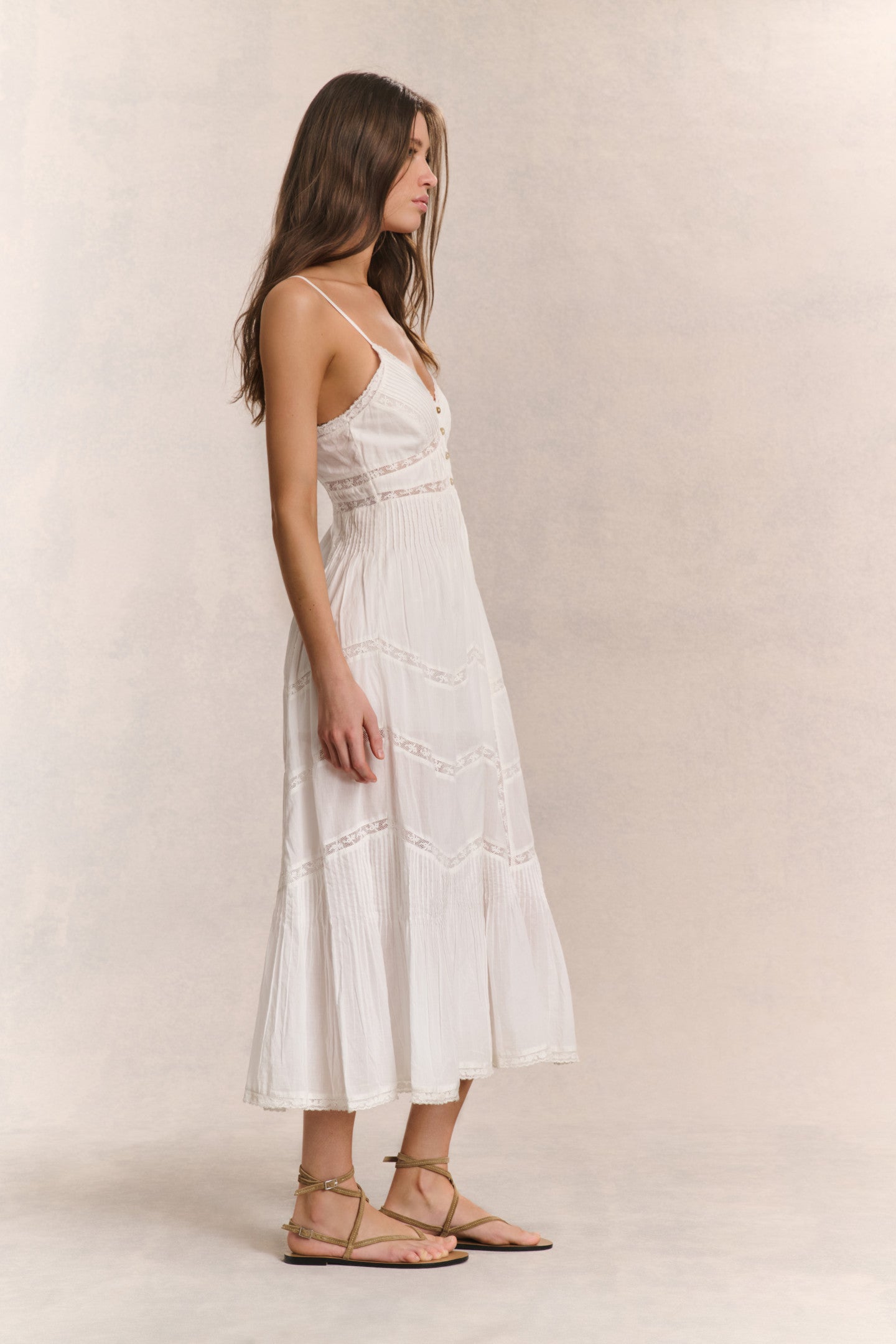 Esilda Heritage Cotton Midi Dress - TRUE WHITE