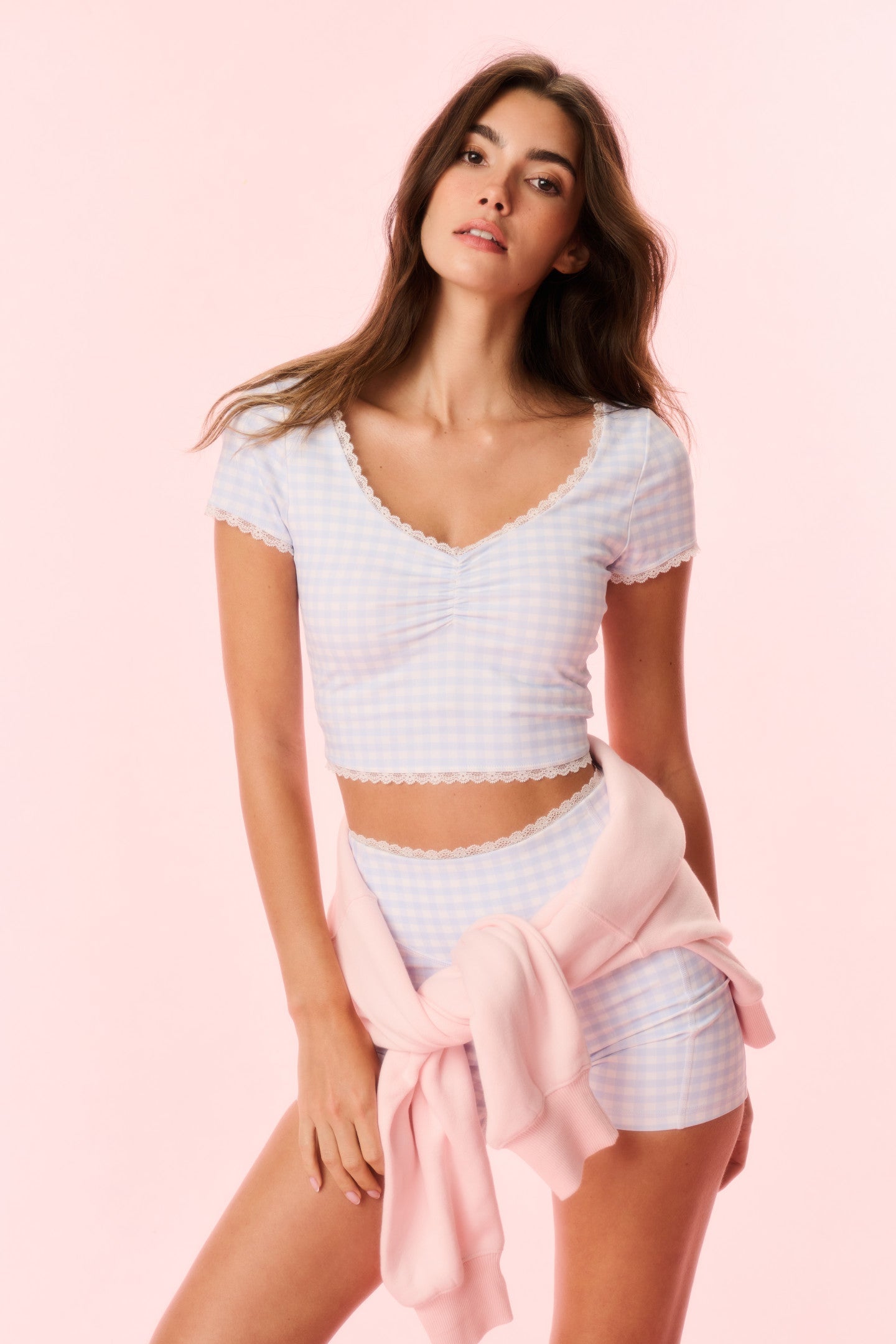 Gia Gingham Print Biker Short