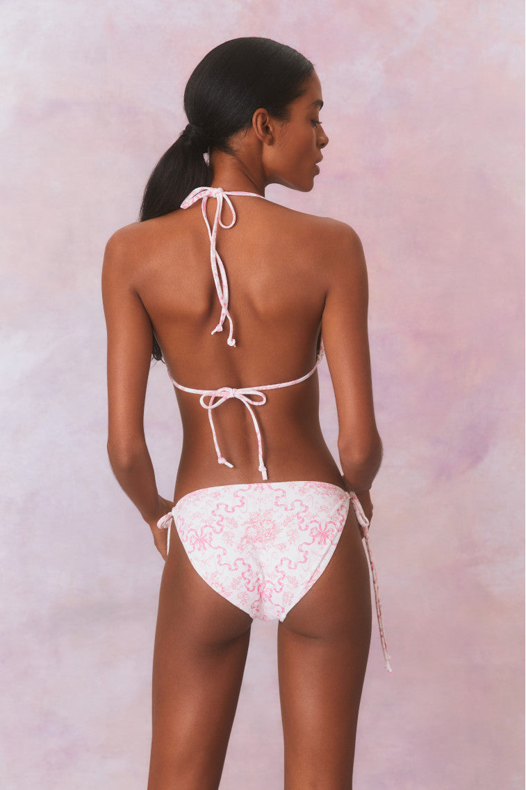 Harbor Bow Print Triangle Bikini Swim Set-BUBBLEGUM BLAST