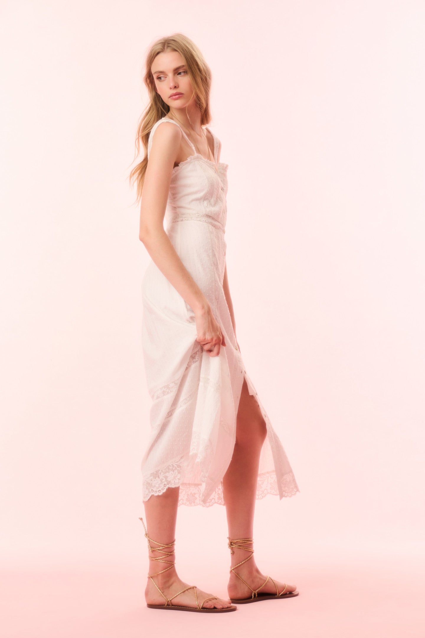 Judalon Cotton Midi Dress - OPTIC WHITE