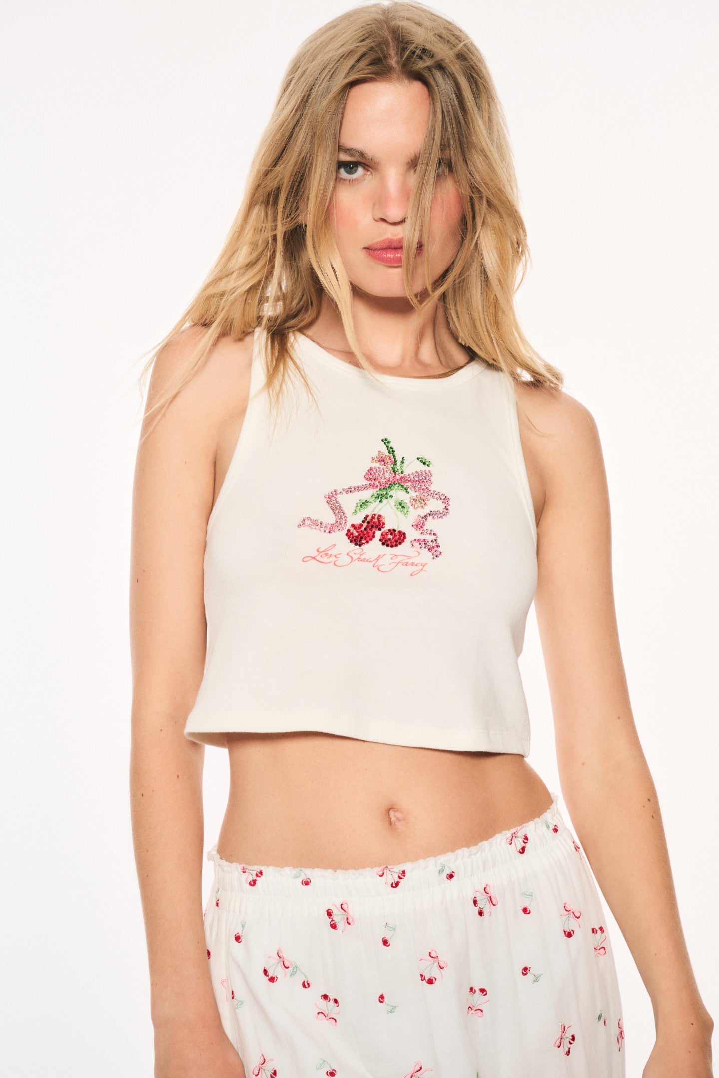 Kaleen Cherry Rhinestone Tank Top