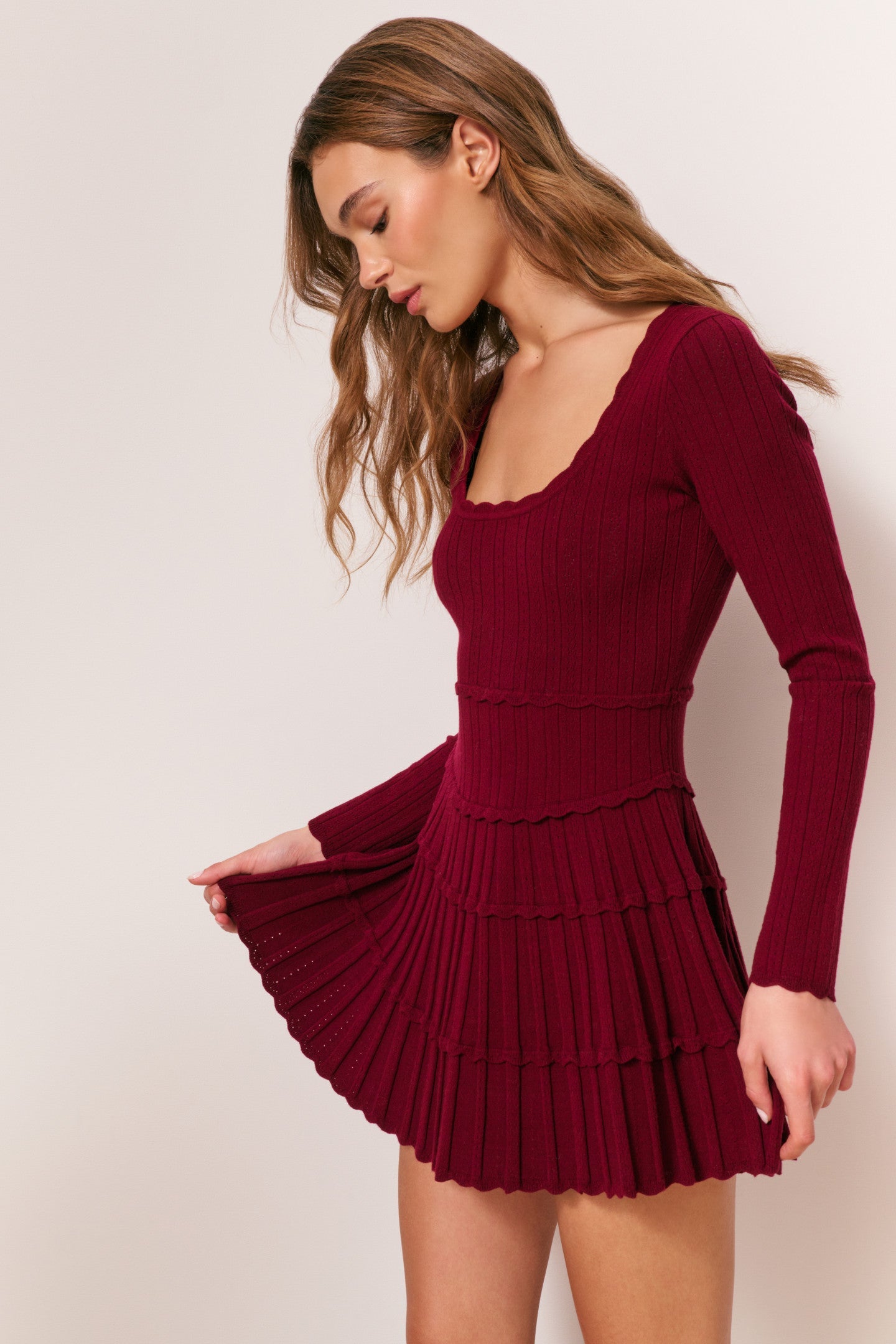 Lavender Stretch Pointelle Mini Dress