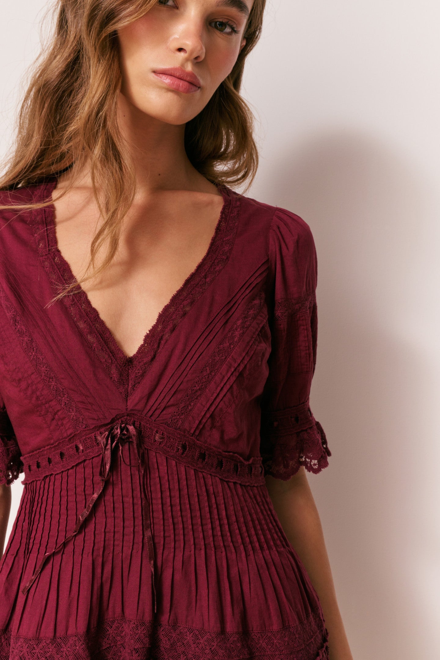 Lilias Cotton Mini Dress - SPICED BERRY