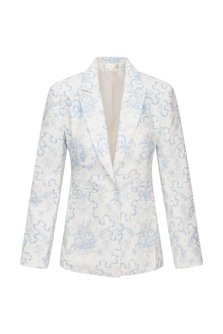 Lumine Double Breasted Bow Print Jacket