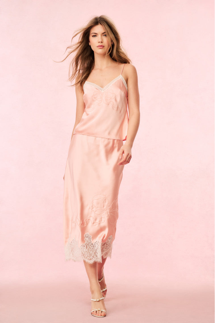 Malina Satin Midi Slip Skirt