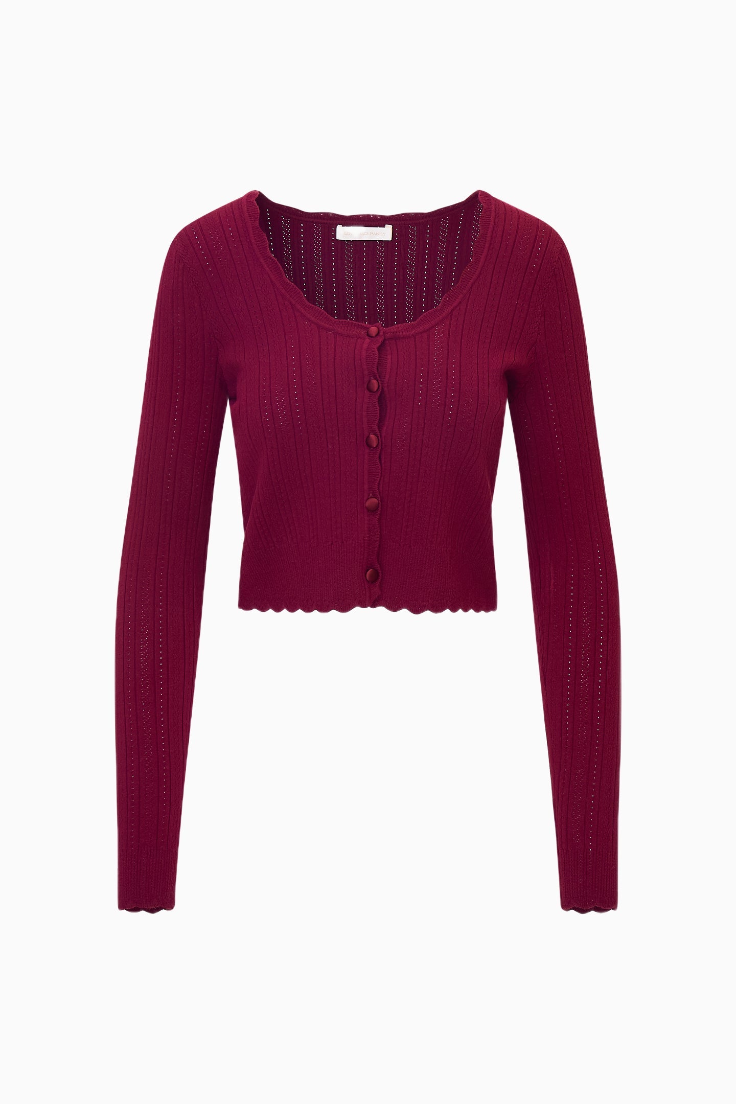 Martti Stretch Pointelle Cardigan - SPICED BERRY