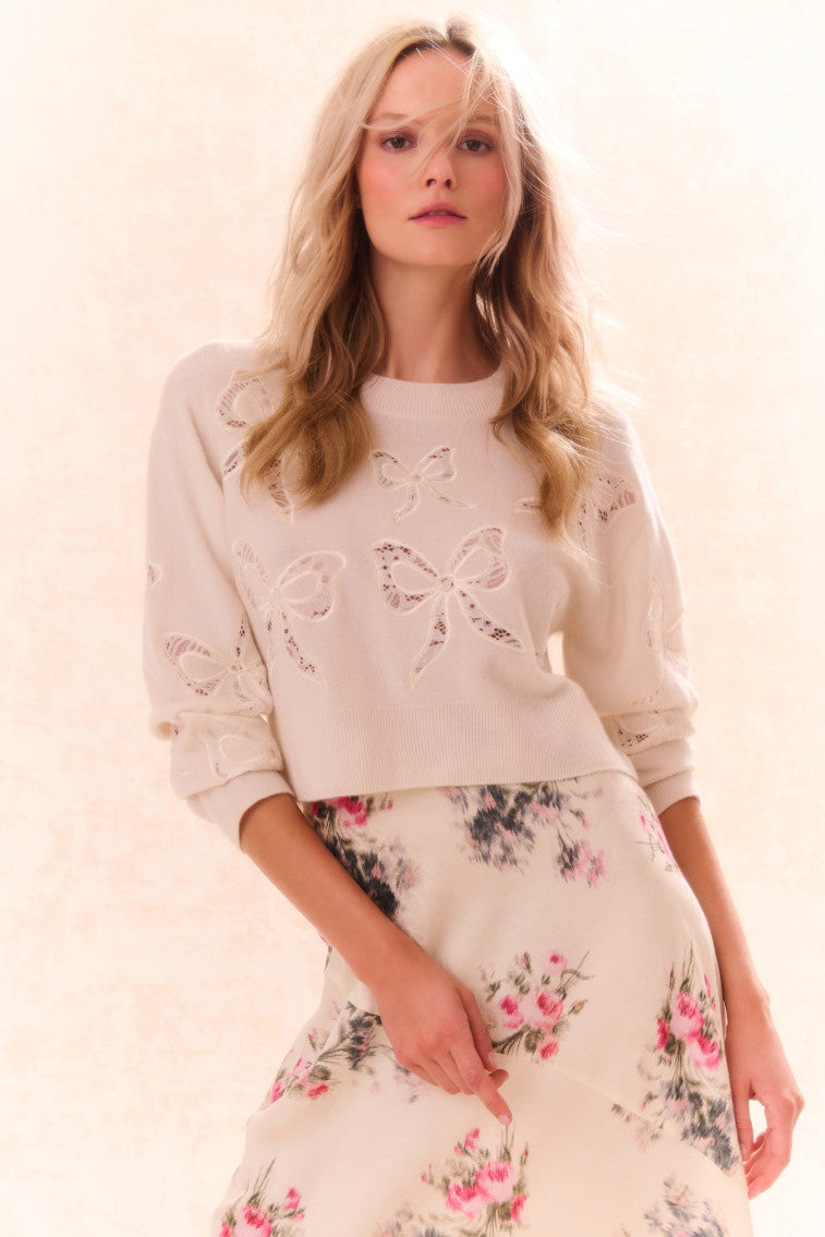 Parson Bow Print Pullover - MARSHMALLOW BLISS