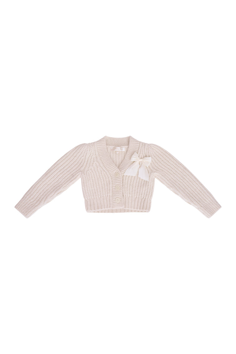 Girls Teisha Alpaca Bow Cardigan - SNOW