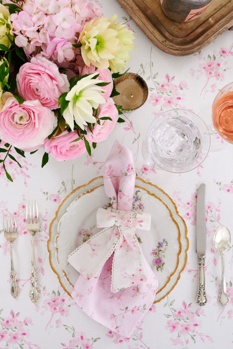 Bow Napkin Ring Set Of 4 - STRAWBERRY BASIL