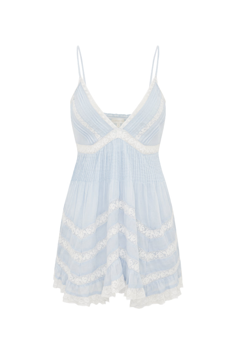 Alonna Cotton Lace-Trimmed Mini Dress - BABY BLUEBELL