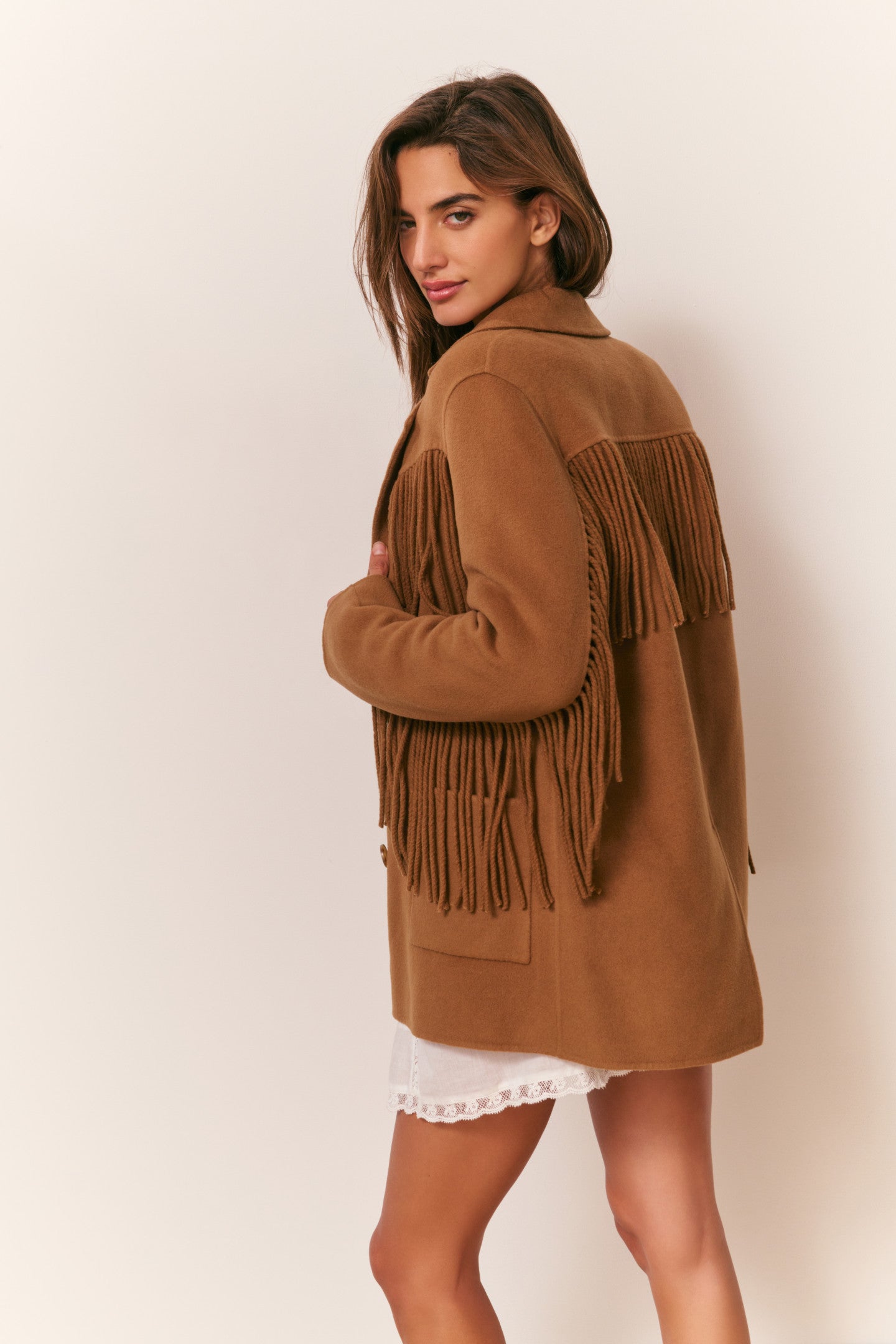Maebella Wool Fringe Jacket