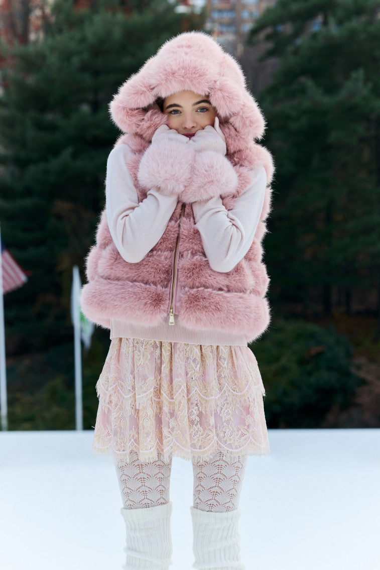 LoveShackFancy x MAX&MOI Adalia Wool-Cashmere Faux Fur Gloves