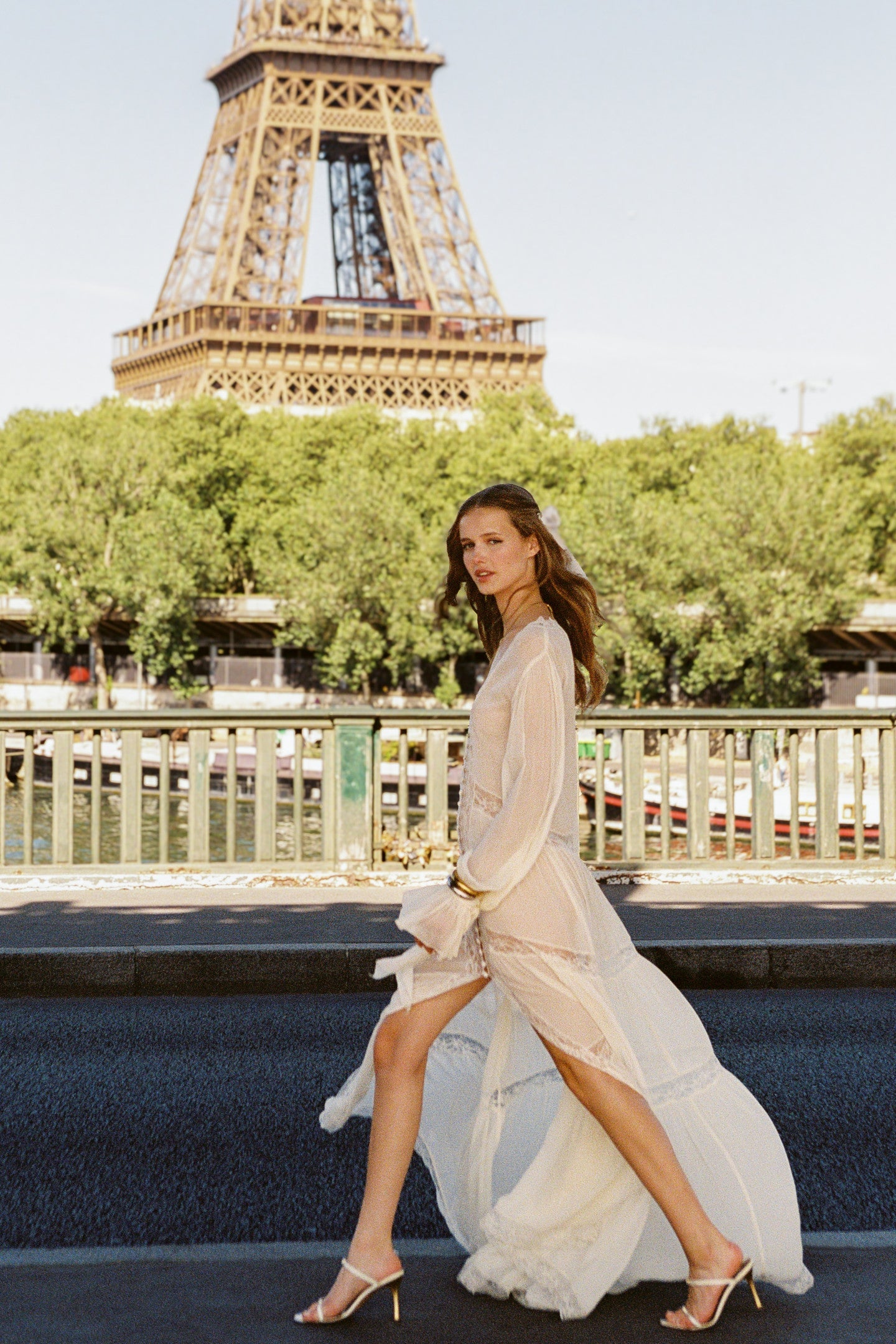 Lyvienne Chiffon Lace Maxi Dress - IVORY