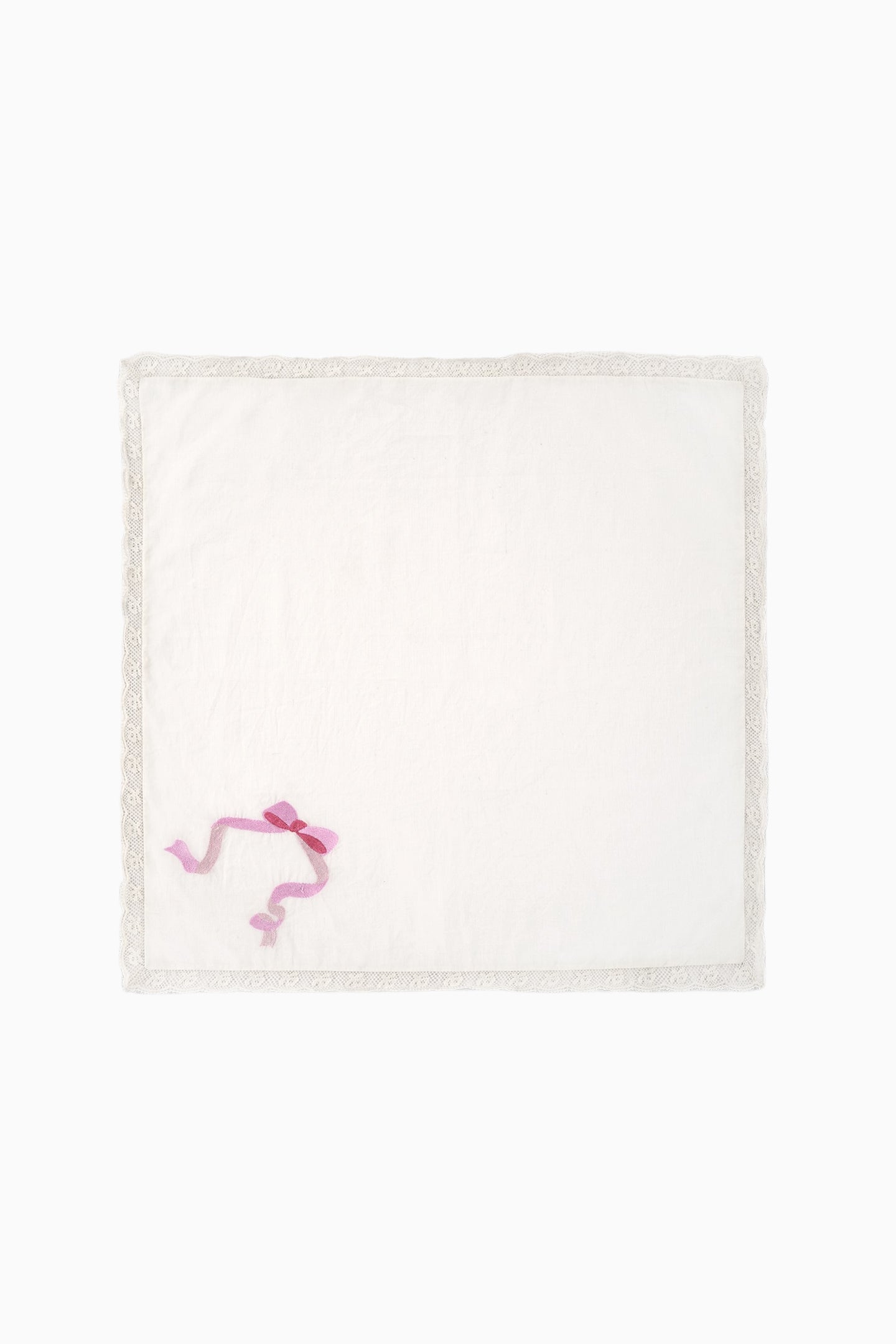 Embroidered Napkins - Set of 4 - PINK RIBBON