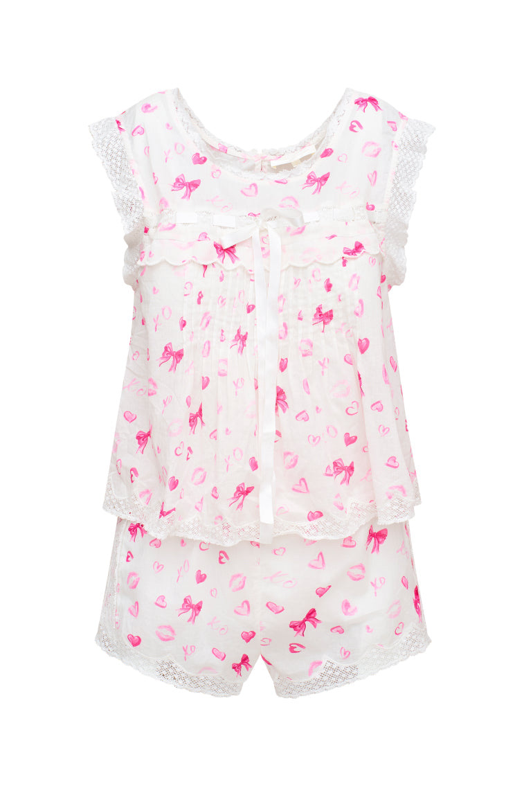 Sprouse Bow & Kiss Print Cotton PJ Set
