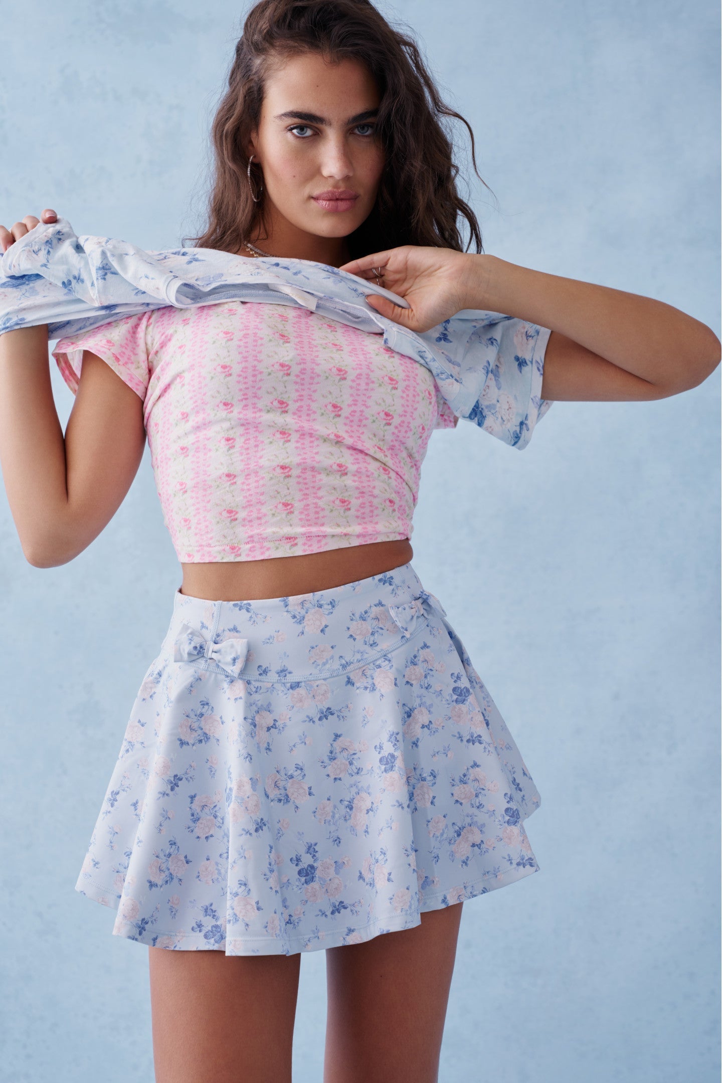 Corene Floral Active Skort - WHISPER BLUE