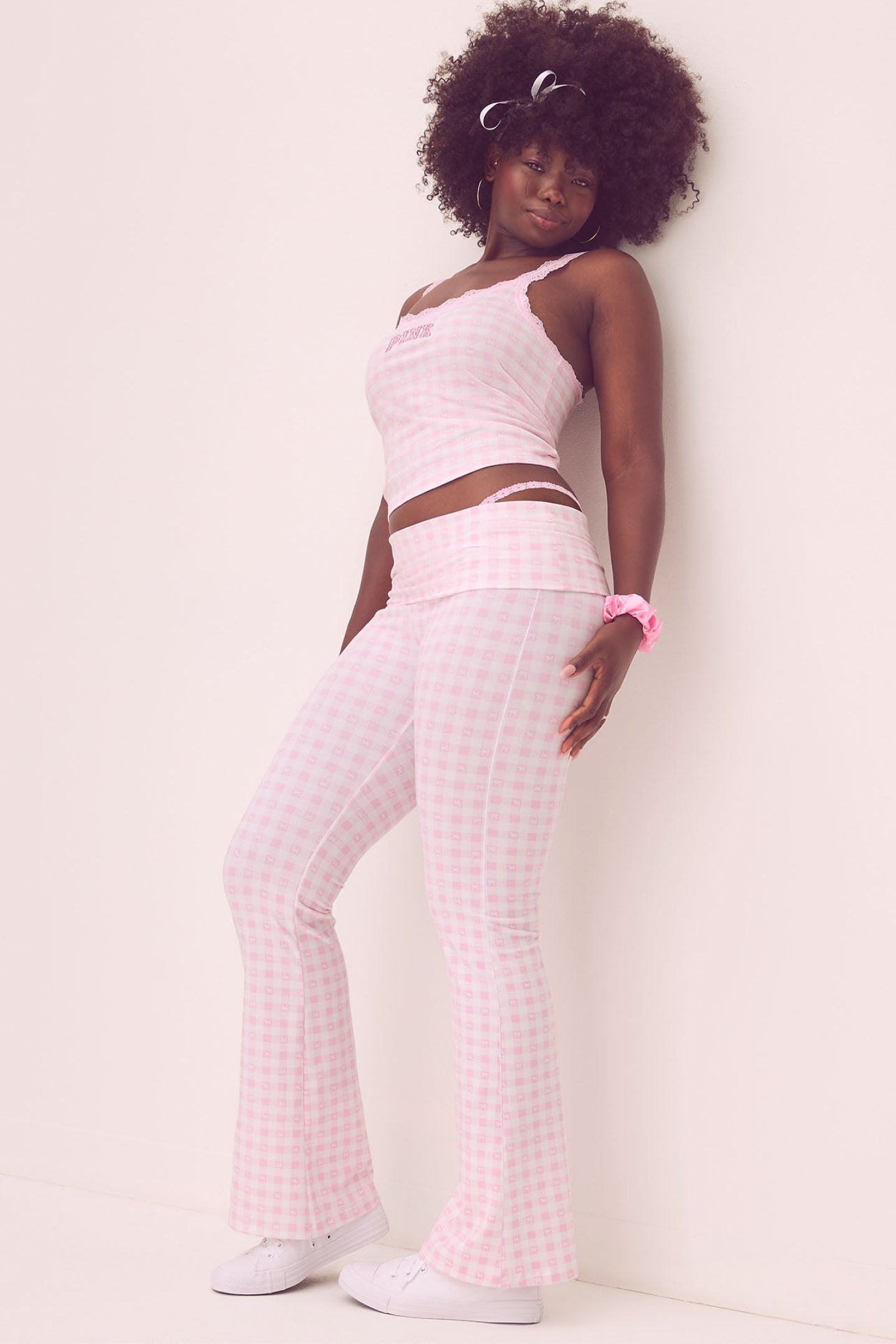 PINK x LoveShackFancy Cotton Foldover Flare Leggings