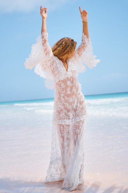 Roylan Lace Mesh Maxi Dress