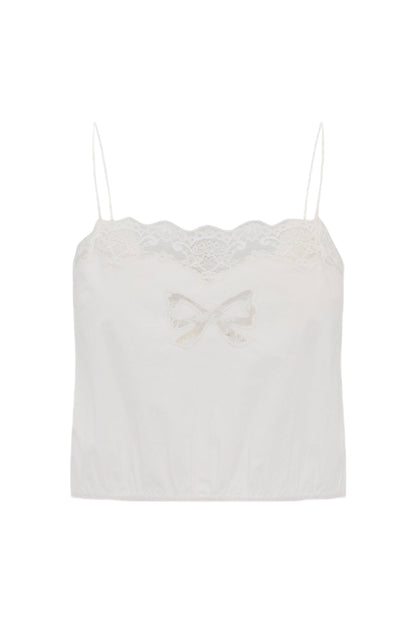 Aliaya Cropped Lace Bow Top