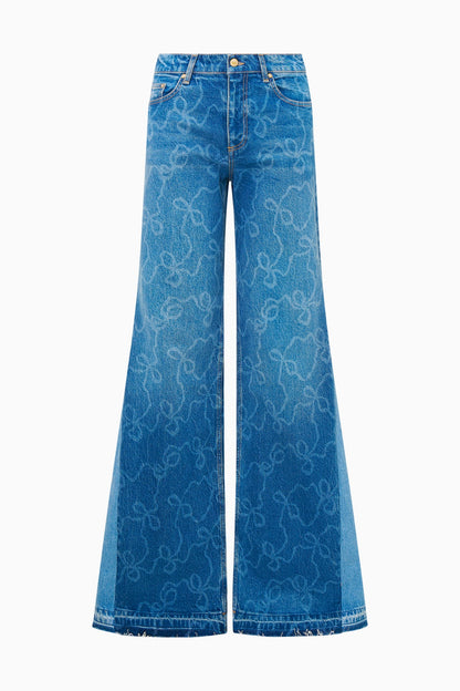 Ambrina Bow Print Wide Leg Jeans