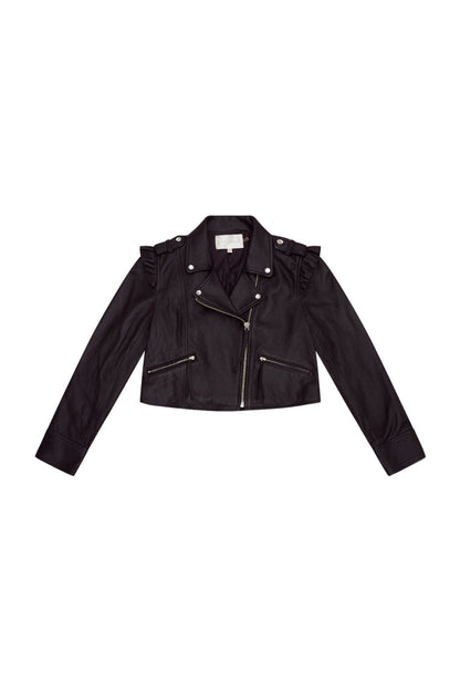 Girls Apolline Cropped Lamb Leather Jacket