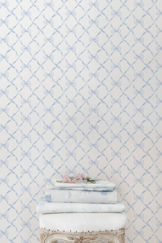 Baby Bow Blue Bella Standard Wallpaper