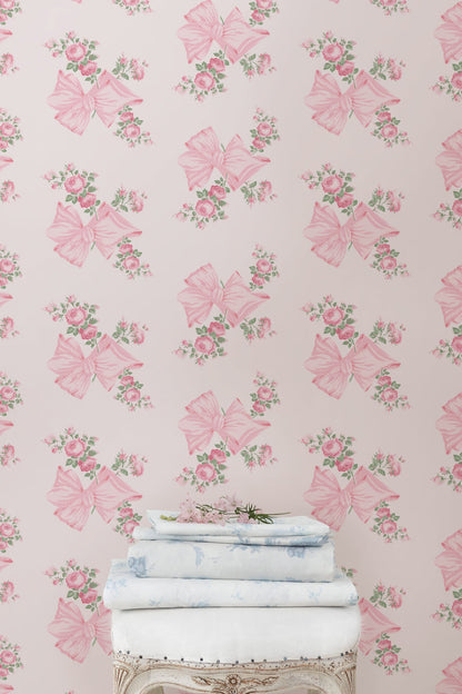 Rosa Beaux Pink Mint Standard Wallpaper