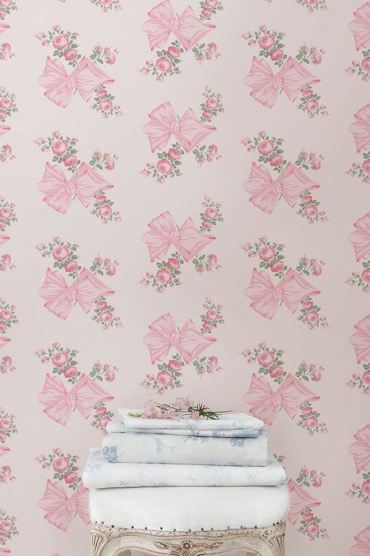 Rosa Beaux Pink Mint Standard Wallpaper