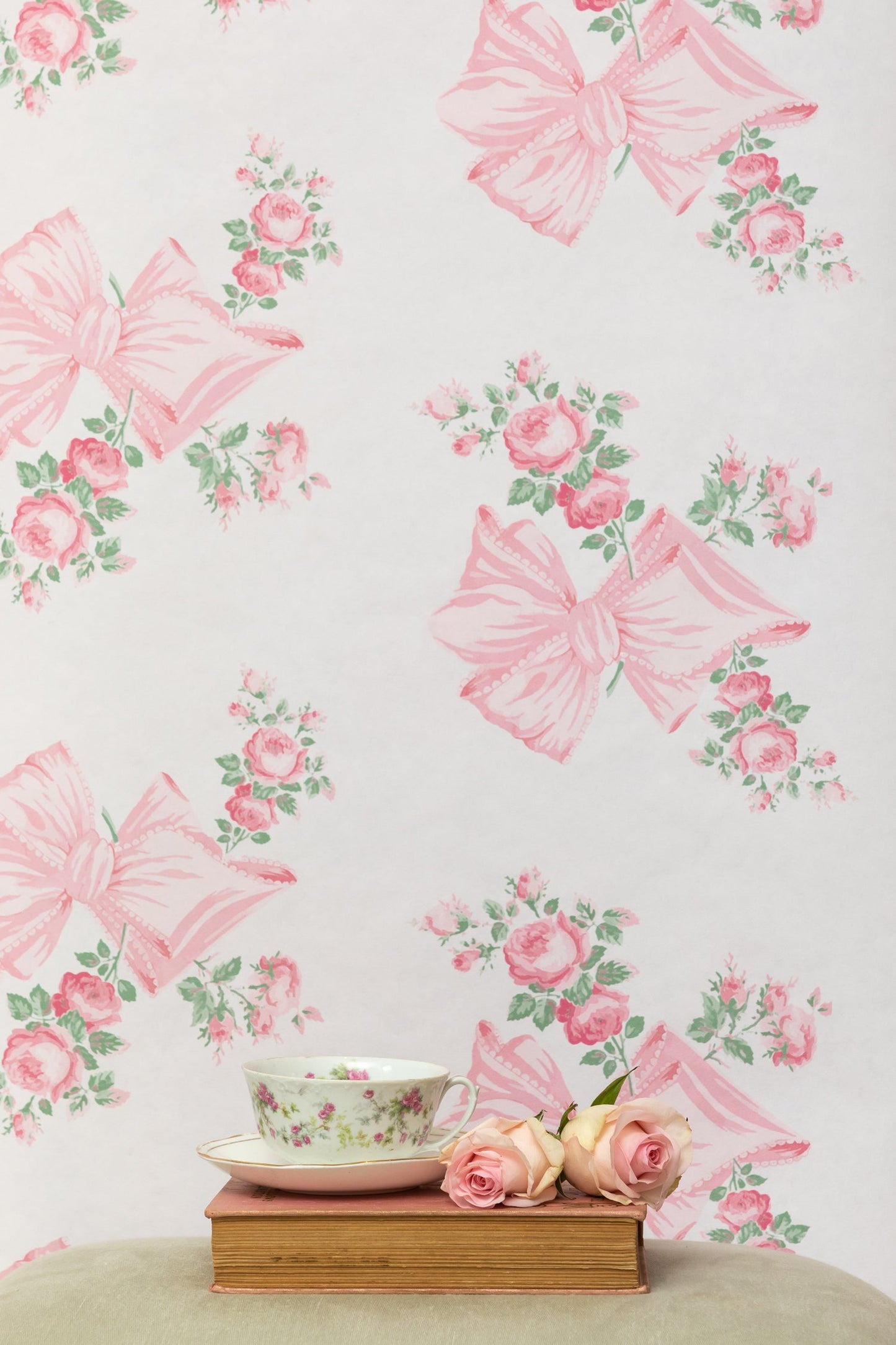 Rosa Beaux Pink Mint Standard Wallpaper