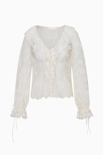 Aubrenna Lace Mesh Blouse