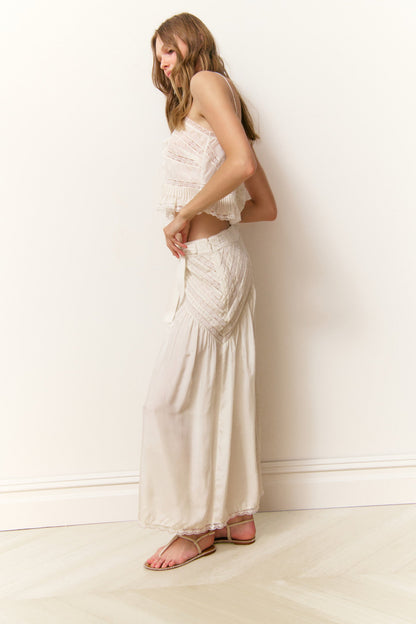 Beloria Silk Lace-Detailed Maxi Skirt