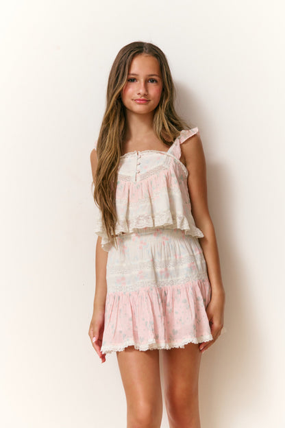 Girls Berkshire Cotton Mixed Print Skirt