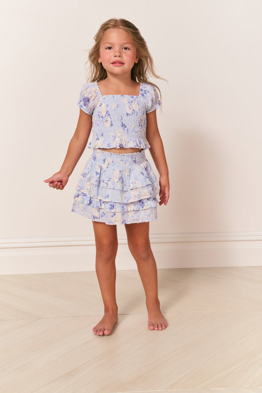 Girls Billie Heirloom Print Skirt - WHISPER BLUE
