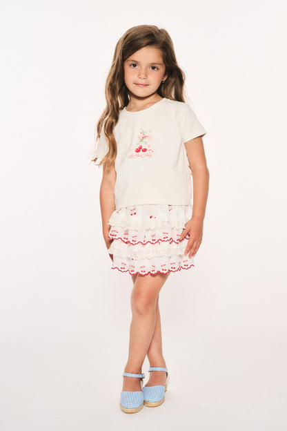 Girls Billie Cotton Cherry Skirt