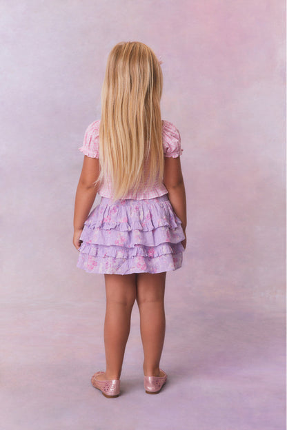 Girls Billie Heirloom Print Skirt - HIBISCUS