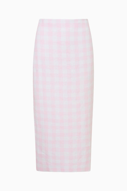 Biselle Linen Gingham Midi Skirt