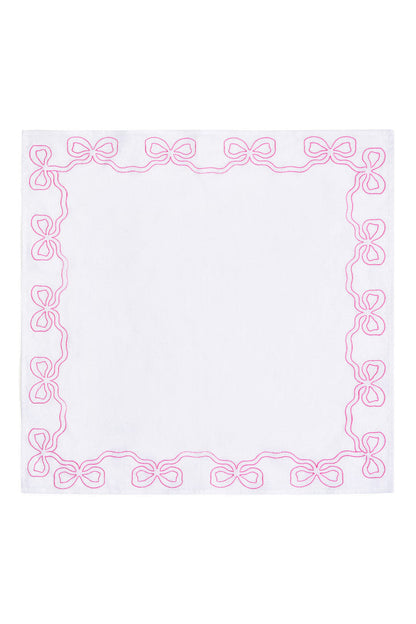 Embroidered Linen Bow Napkins - Set of 4
