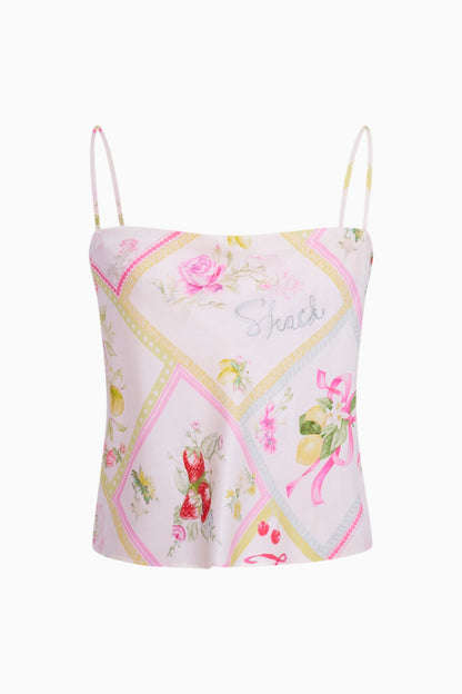 Cabi Silk-Blend Fruit Print Top